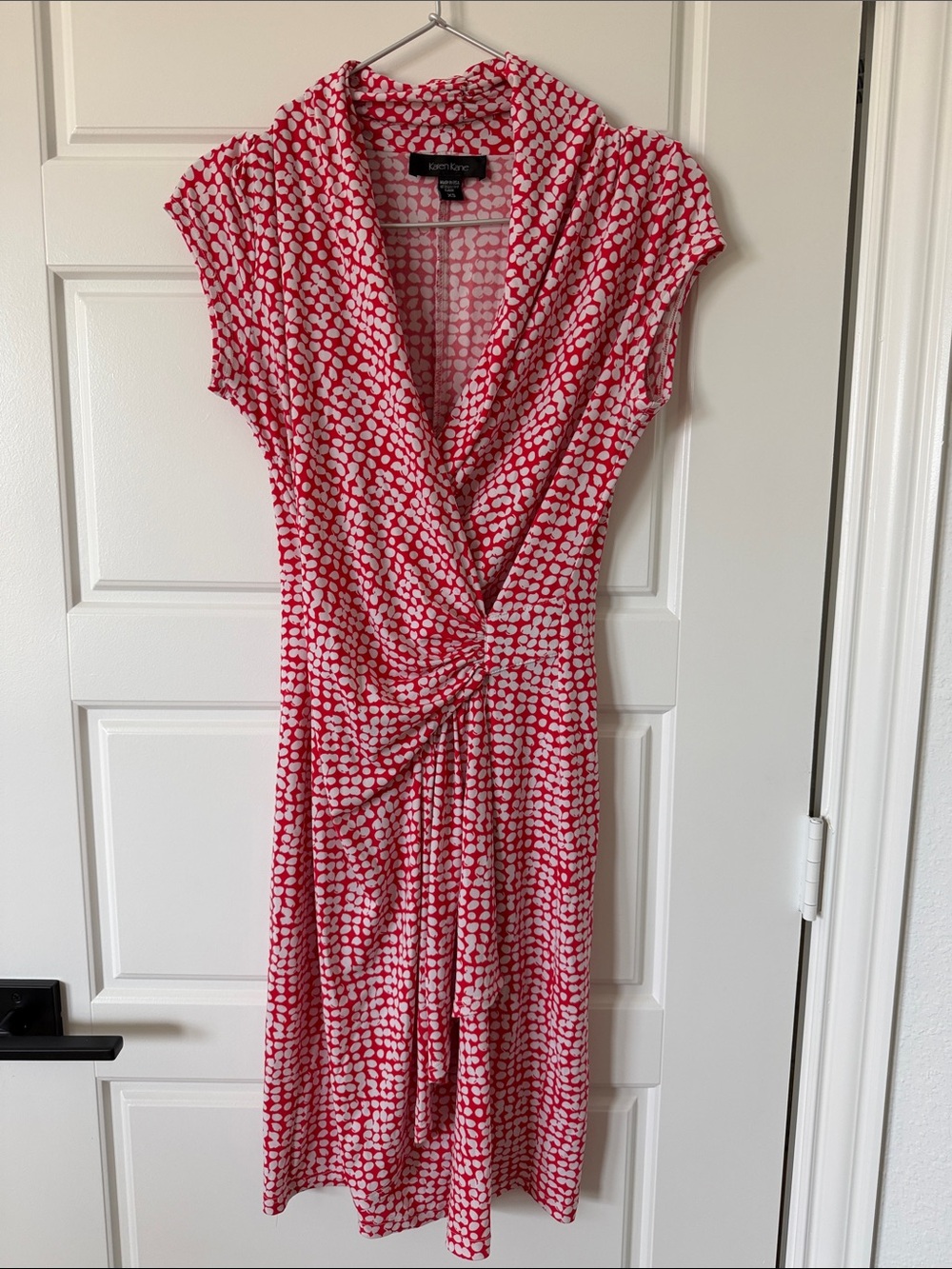 Karen Kane Raspberry Pink and White Faux Wrap Dress, XS
